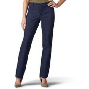 LEE Blue Relaxed Straight Leg At the Waist Stretch Cotton Blend Pants Sz 18 LONG